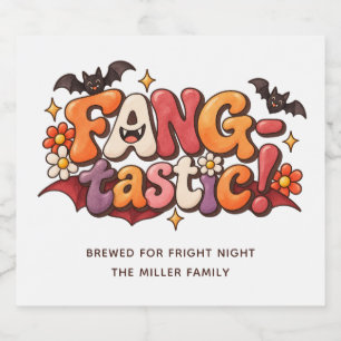 Rótulo Para Garrafa De Cerveja Fangtástico Groovy Retro Festa de Halloween Vamp