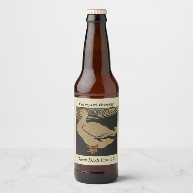 Rótulo Para Garrafa De Cerveja Farmyard Damp Duck Modelo (Frente)