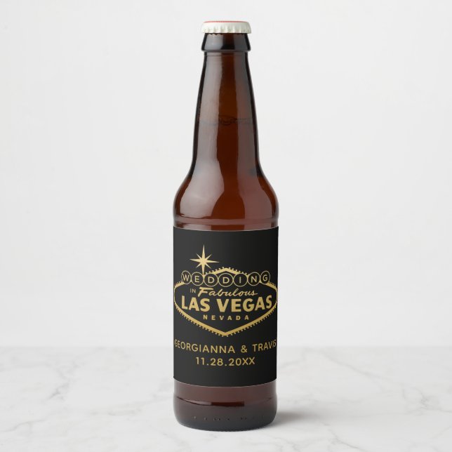 Rótulo Para Garrafa De Cerveja Favor personalizado de casamento de Las Vegas (Frente)
