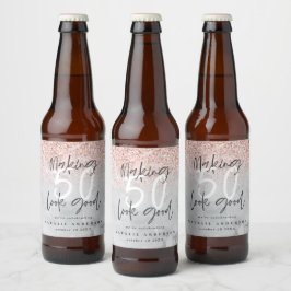 Rótulo Para Garrafa De Cerveja Fazer 50 parece bom rosa de ouro e mármore