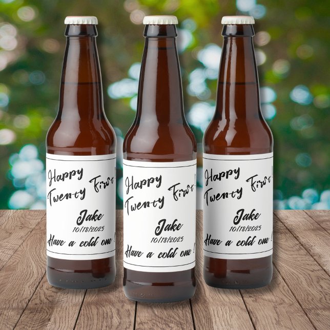 Rótulo Para Garrafa De Cerveja Feliz 21! Jake! Tenha um frio! (Criador carregado)