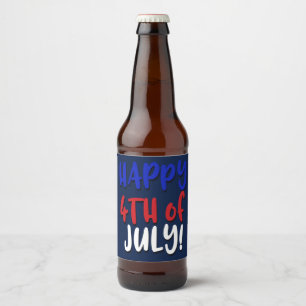 Rótulo Para Garrafa De Cerveja Feliz 4 de julho!   Patriótico