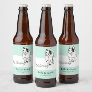 Rótulo Para Garrafa De Cerveja Feliz Aniversário Bulldog Francês 