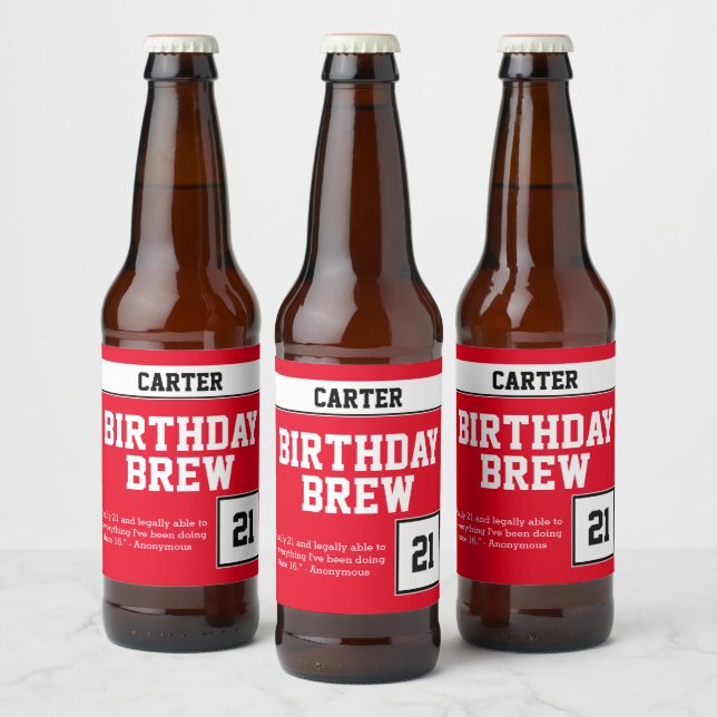 Rótulo Para Garrafa De Cerveja Feliz aniversário de 21 anos Brew (Garrafas)