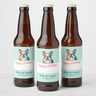 Rótulo Para Garrafa De Cerveja Feliz Aniversário French Bulldog 