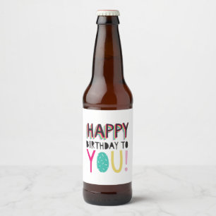 Rótulo Para Garrafa De Cerveja Feliz aniversário para você, colorida arco-íris ti