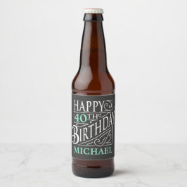 Rótulo Para Garrafa De Cerveja Feliz design de aniversário, estilo decorativo de