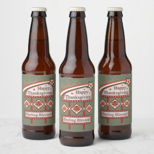 Rótulo Para Garrafa De Cerveja Feliz Dia de Ação de Graças Sentido Bênção - Sinal