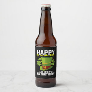 Rótulo Para Garrafa De Cerveja Feliz Dia de São Patrício e sim é meu aniversário