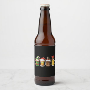 Rótulo Para Garrafa De Cerveja Feliz Natal Cervejas Bebendo Papai Noel Amante da 