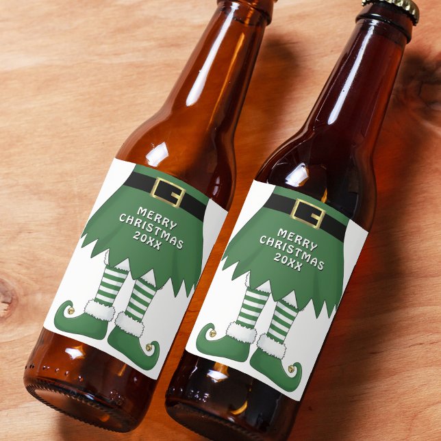 Rótulo Para Garrafa De Cerveja Feliz Natal Elf Holiday Green (Merry Christmas Elf Holiday Green Beer Bottle Label
)