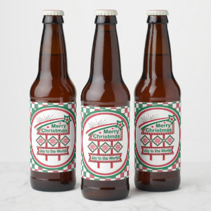 Rótulo Para Garrafa De Cerveja Feliz Natal - Marquee Retro - Alegria ao Mundo