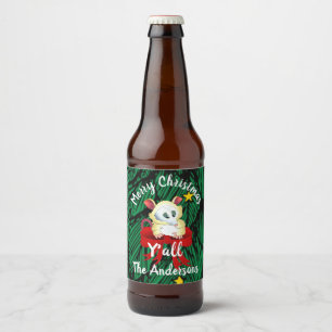 Rótulo Para Garrafa De Cerveja Feliz Natal Ya'll com Possum