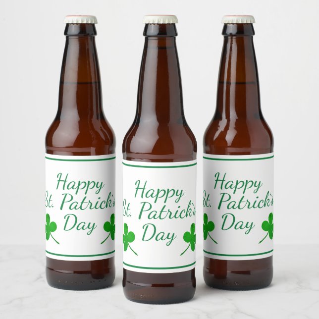 Rótulo Para Garrafa De Cerveja Feliz Rua. O Dia de Patrick, o Shamrock Verde Irla (Garrafas)