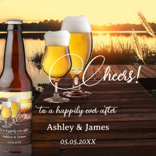 Rótulo Para Garrafa De Cerveja Feliz Sunset Romântico Após Casamento