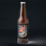 Rótulo Para Garrafa De Cerveja Feral Girl Summer Beach Funny Raccoon<br><div class="desc">Feral Girl Summer Beach Funny Raccoon</div>