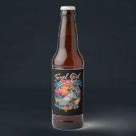 Rótulo Para Garrafa De Cerveja Feral Girl Summer Beach Funny Raccoon<br><div class="desc">Feral Girl Summer Beach Funny Raccoon</div>