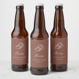Rótulo Para Garrafa De Cerveja Ferradura minimalista | Casamento Rustic Brown
