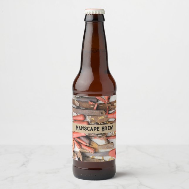 Rótulo Para Garrafa De Cerveja Ferramenta Antiguamente Rustic Red Man (Frente)