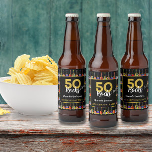 Rótulo Para Garrafa De Cerveja Festa de Aniversário de 50 anos do Rock and Roll P