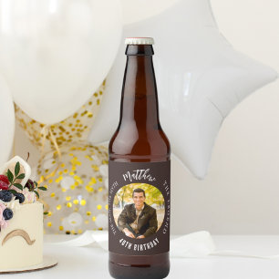 Rótulo Para Garrafa De Cerveja Festa de aniversário marrom da foto da lenda do mi