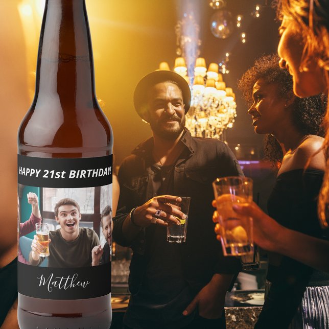 Rótulo Para Garrafa De Cerveja Festa de aniversário personalizada fotografia bran (Criador carregado)