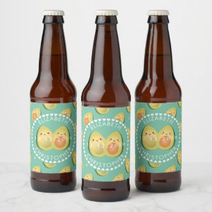 Rótulo Para Garrafa De Cerveja Festa de casamento bonito dos abacates engraçados