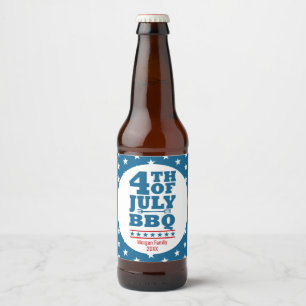 Rótulo Para Garrafa De Cerveja Festa de churrasco de 4 de julho personalizada Est