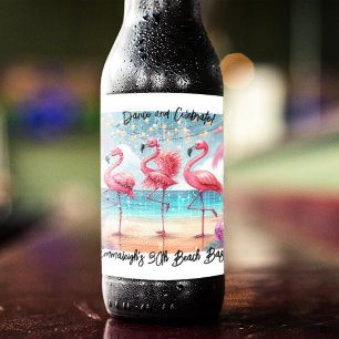 Rótulo Para Garrafa De Cerveja Festa de Dança do Flamingo e Celebração de Anivers