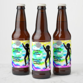 Rótulo Para Garrafa De Cerveja Festa de Disco Tie Dye Adulto Groovy Aniversário