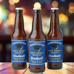 Rótulo Para Garrafa De Cerveja Festa de Formatura Azul Branco Personalizada 2026