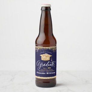 Rótulo Para Garrafa De Cerveja Festa de formatura brilhante Dourada Elegante