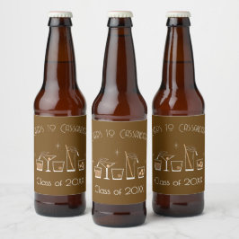 Rótulo Para Garrafa De Cerveja Festa de Formatura Cap Cocktail Menu Bar Marrom