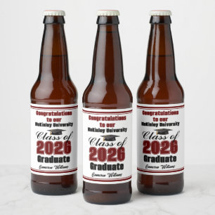 Rótulo Para Garrafa De Cerveja Festa de Formatura da Turma de 2026 Marrom Persona