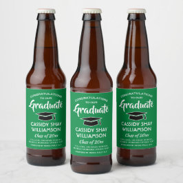 Rótulo Para Garrafa De Cerveja Festa de formatura Felicita Preto Verde Moderno