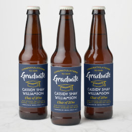 Rótulo Para Garrafa De Cerveja Festa de formatura Grava Marinho Azul Dourado Amar