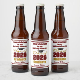 Rótulo Para Garrafa De Cerveja Festa de Formatura Marrom Dourado Turma de 2026 Pe