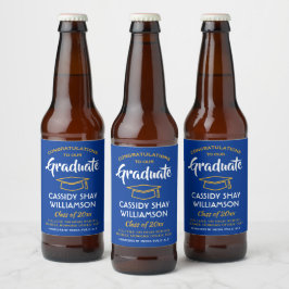 Rótulo Para Garrafa De Cerveja Festa de formatura Parabéns Royal Blue Dourado Yel