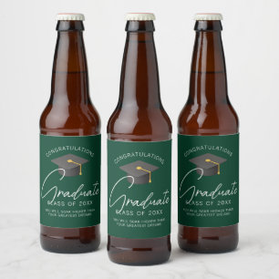 Rótulo Para Garrafa De Cerveja Festa de Formatura Verde Escuro Personalizada