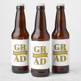 Rótulo Para Garrafa De Cerveja Festa de Graduação Dourada e Branca