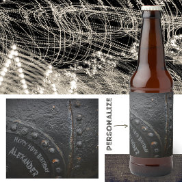 Rótulo Para Garrafa De Cerveja Festa de homem ao estilo industrial de metal negro