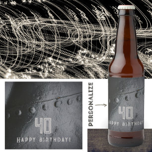 Rótulo Para Garrafa De Cerveja Festa de homem do estilo loft de metal negro