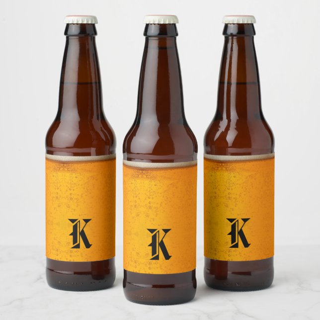 Rótulo Para Garrafa De Cerveja Festa de Natal com Monograma de Cerveja Ouro Simpl (Garrafas)