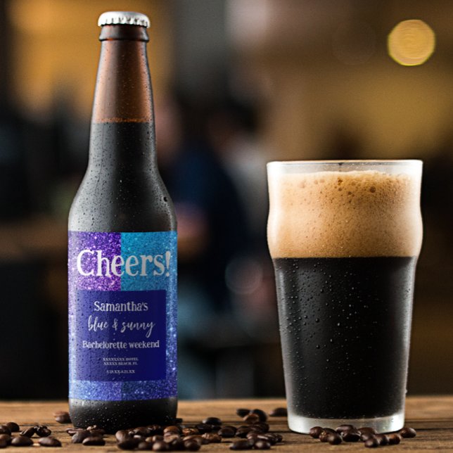Rótulo Para Garrafa De Cerveja Festa de solteira brilhante azul (Criador carregado)