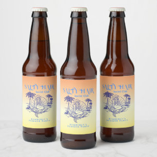 Rótulo Para Garrafa De Cerveja Festa de Verão de Cowgirl Mercadora Laranja Amarel