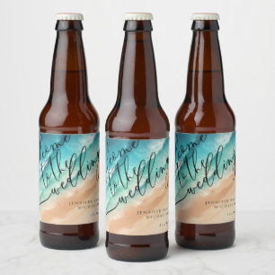 Rótulo Para Garrafa De Cerveja Festa de Verão na Praia Oceânica Casamento Marítim