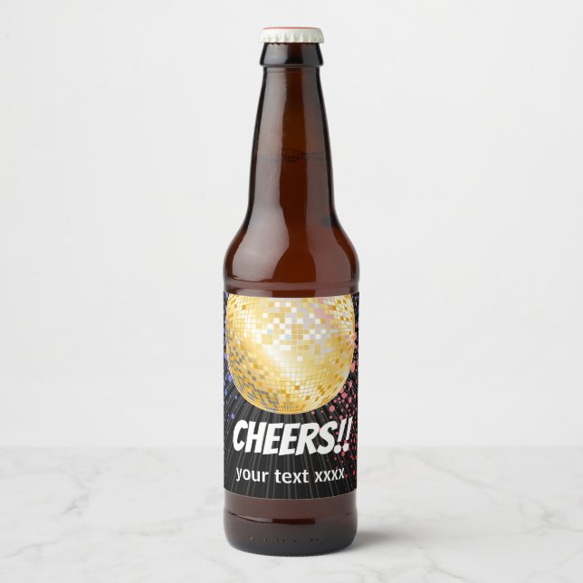 Rótulo Para Garrafa De Cerveja festa disco dança dos anos 70 bola de discoteca do (Frente)