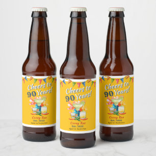Rótulo Para Garrafa De Cerveja Festa Mexicana de 90 Anos de Idade Parabéns pelo