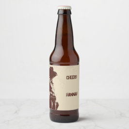 Rótulo Para Garrafa De Cerveja Festa Personalizada Country de Cowgirl Rustica ao 