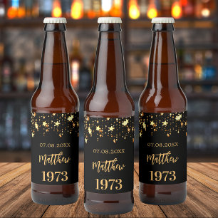 Rótulo Para Garrafa De Cerveja Festas de aniversário de ouro preto e nascer ano